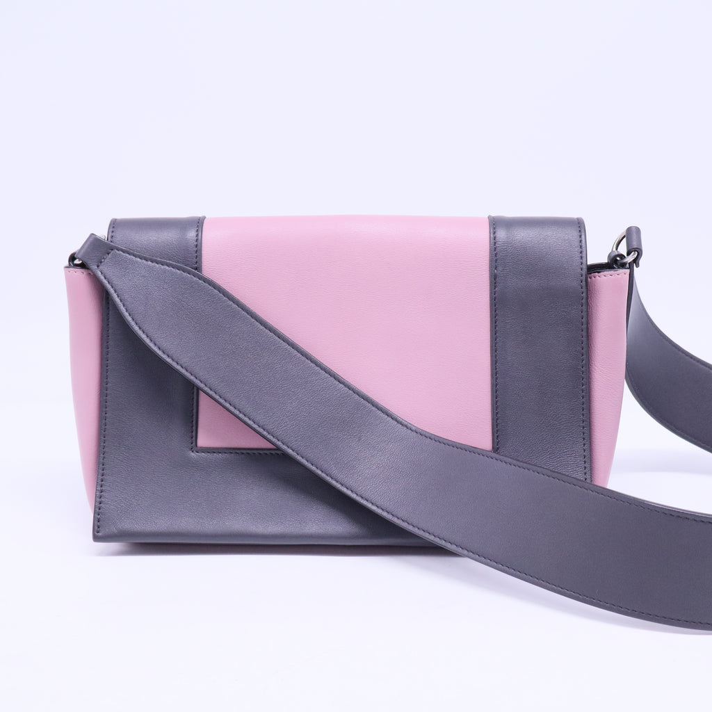 Shiny Smooth Calfskin Medium Frame Shoulder Bag Liquorice Antique Rose
