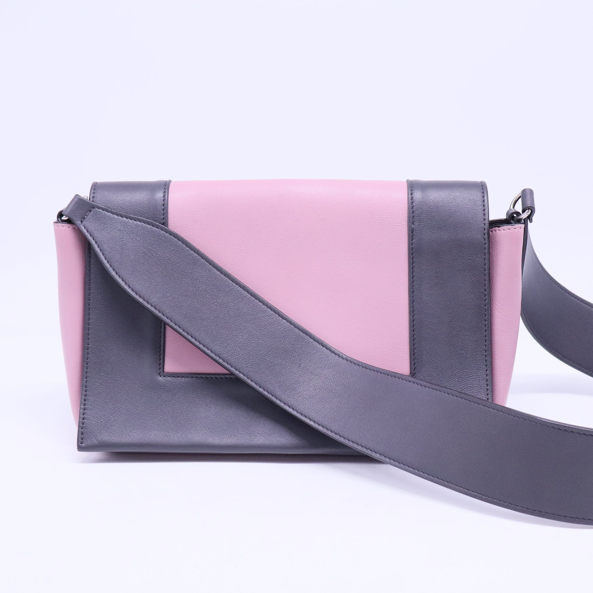 Shiny Smooth Calfskin Medium Frame Shoulder Bag Liquorice Antique Rose