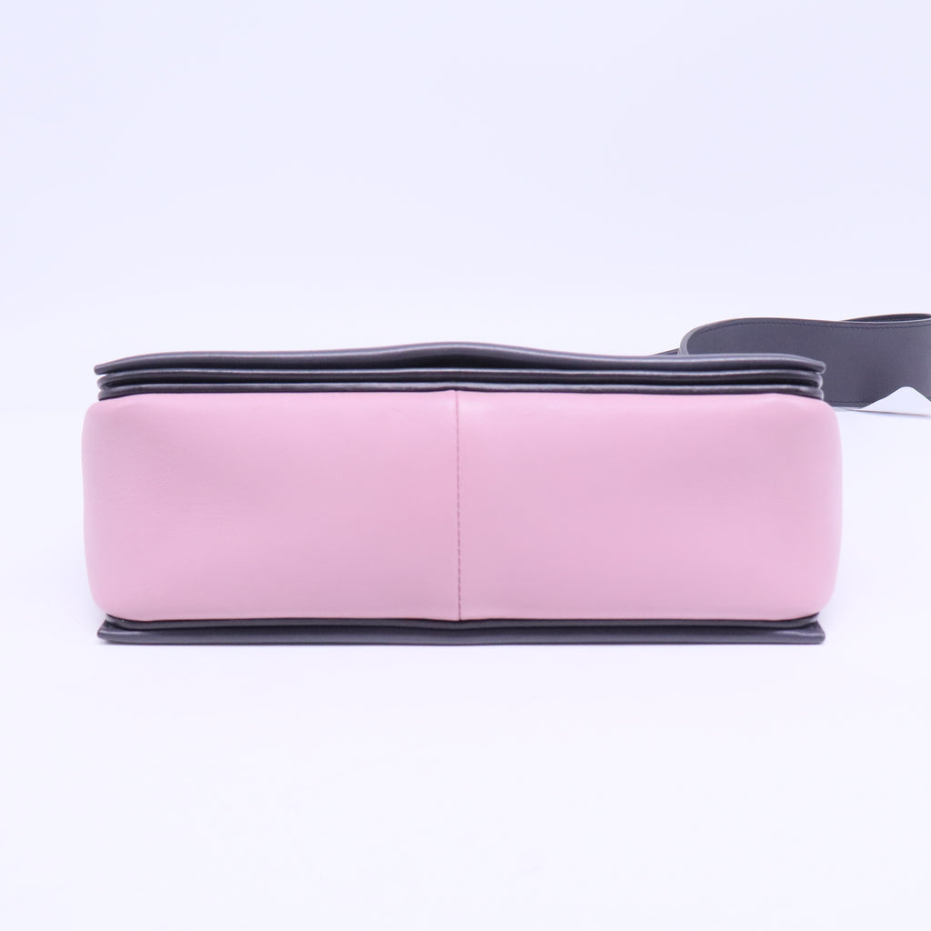 Shiny Smooth Calfskin Medium Frame Shoulder Bag Liquorice Antique Rose