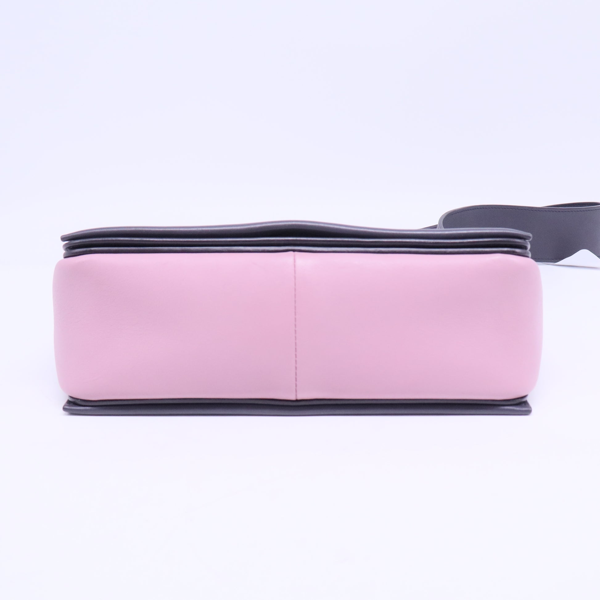 Shiny Smooth Calfskin Medium Frame Shoulder Bag Liquorice Antique Rose