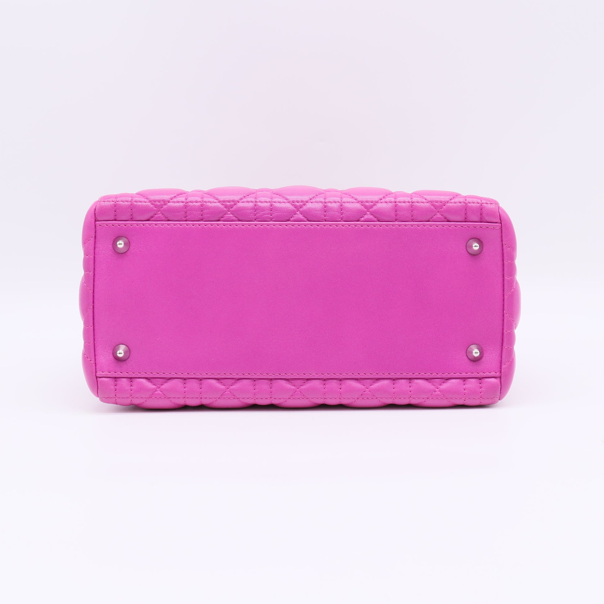 Christian Dior Lambskin Cannage Medium Lady Dior Bag in Fuchsia Pink B23216