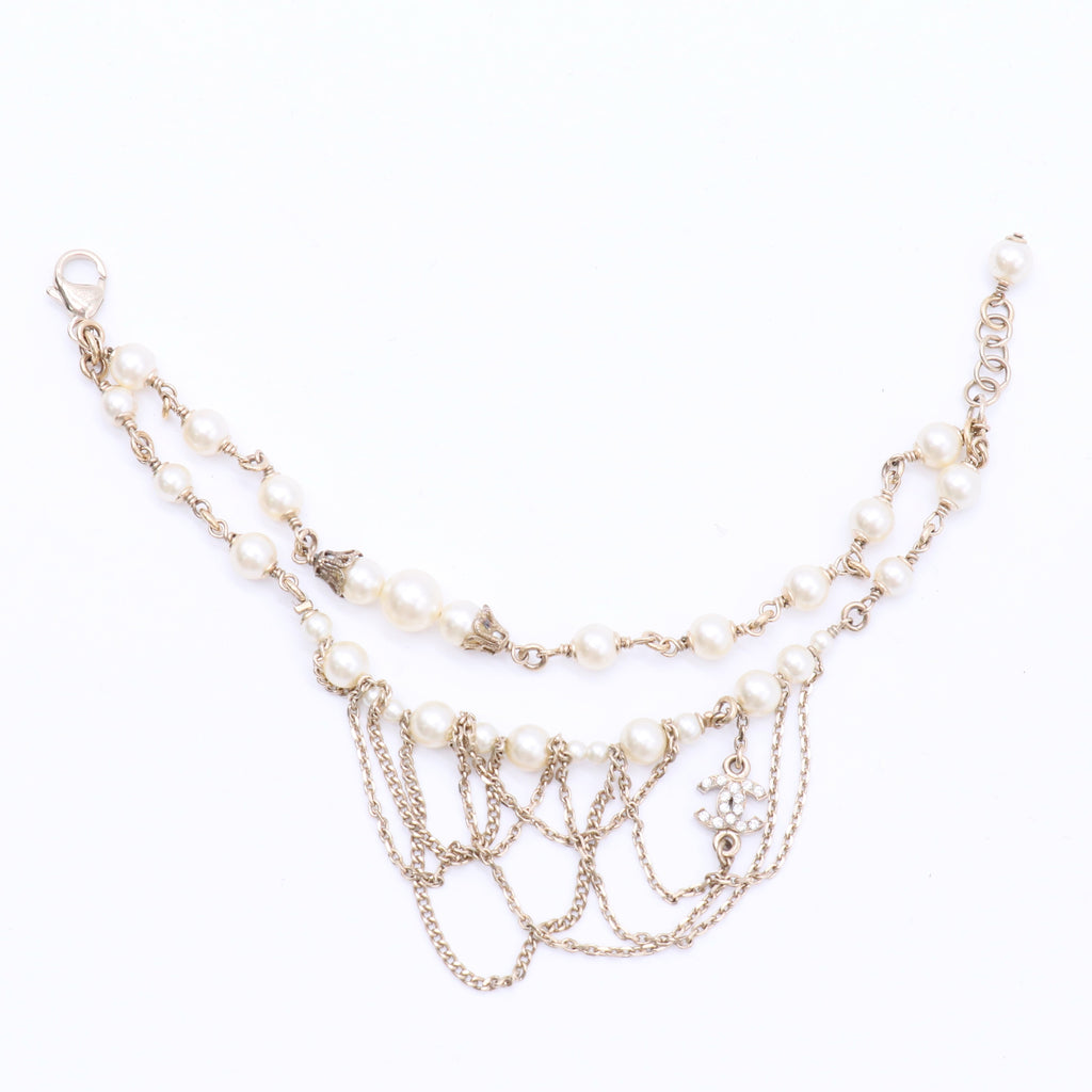 Faux Pearl CC Chain Multistrand Necklace twins