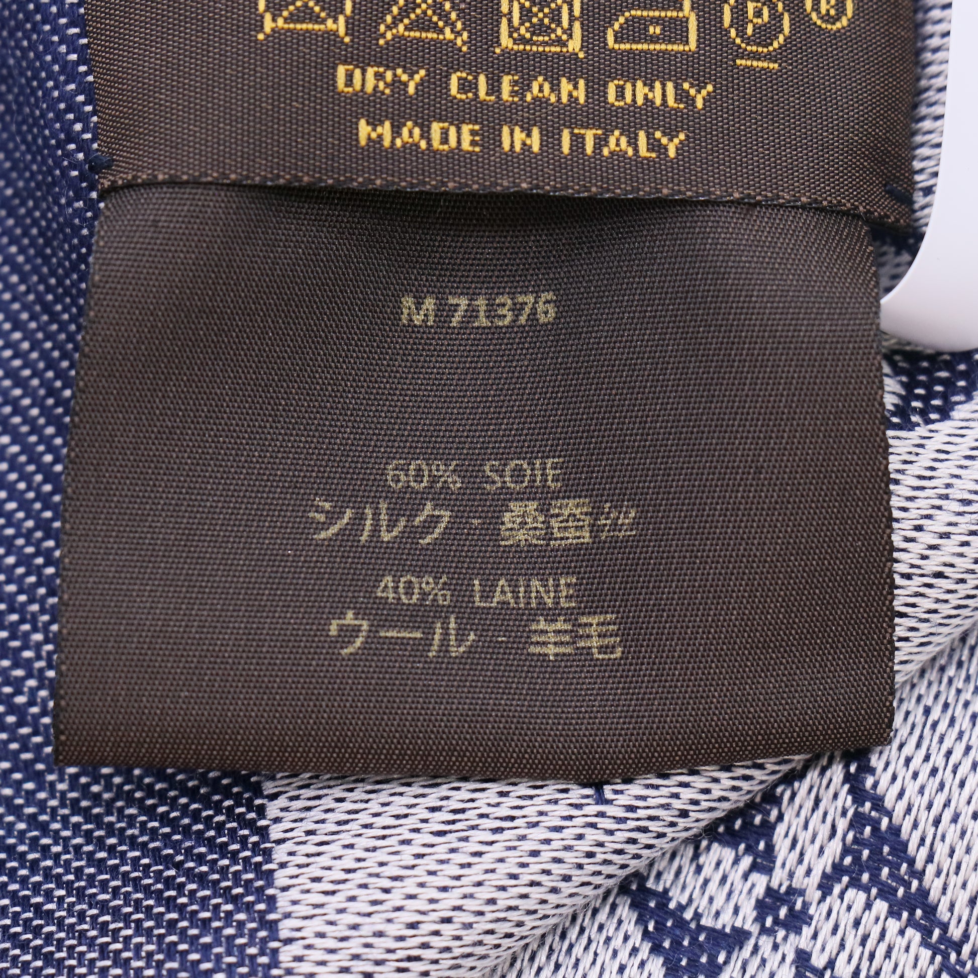 Silk Wool Monogram Denim Shawl Blue W23024