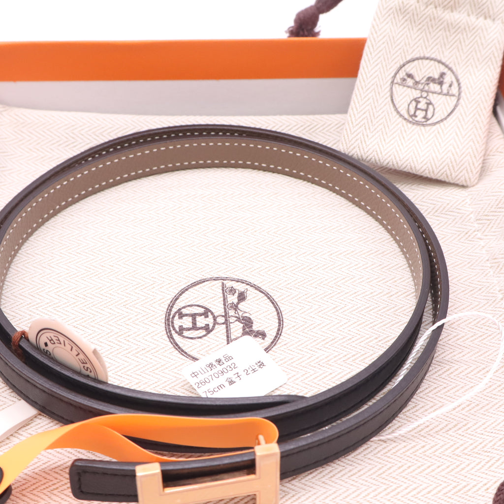 Hermes Mini belt buckle & Reversible leather strap Twins LDZ340