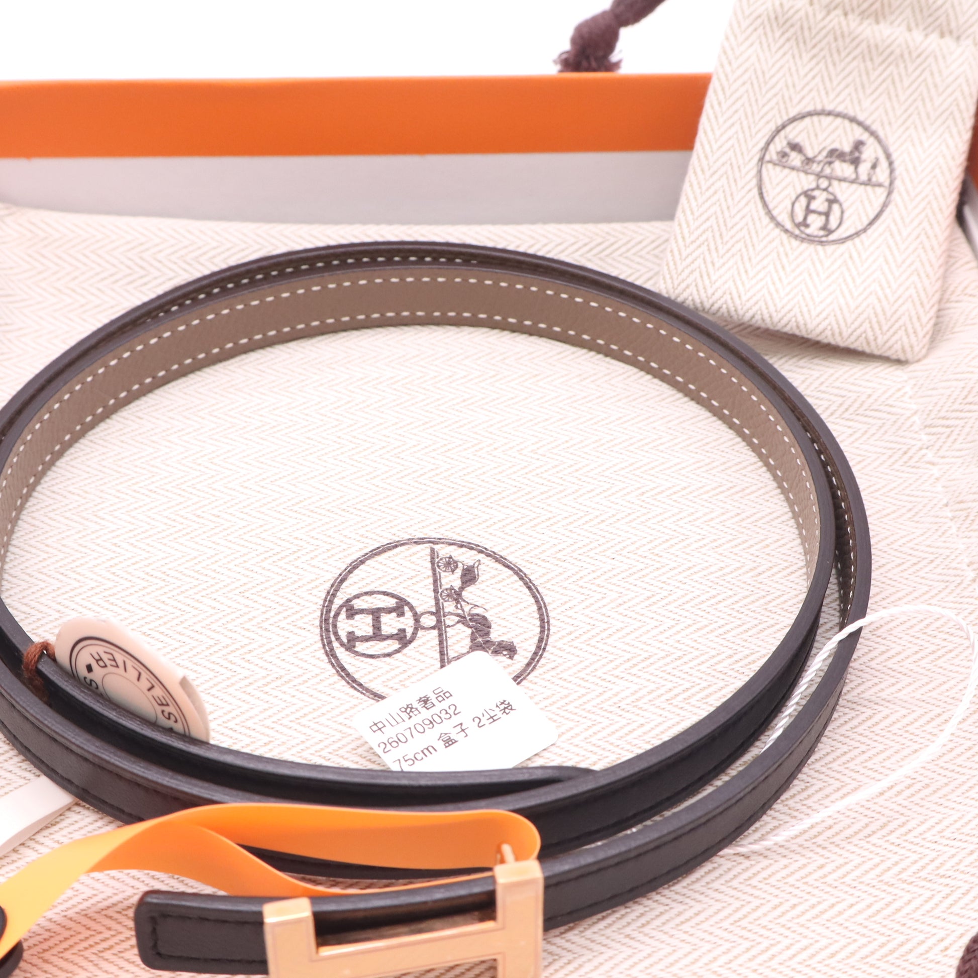 Hermes Mini belt buckle & Reversible leather strap Twins LDZ340