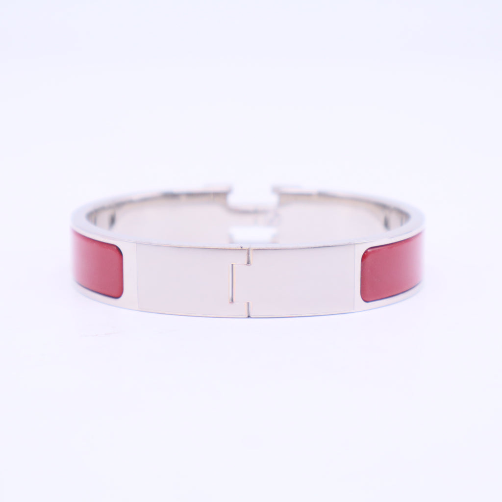 Enamel Printed Wide Caleche Bracelet 65 Rouge H W20597
