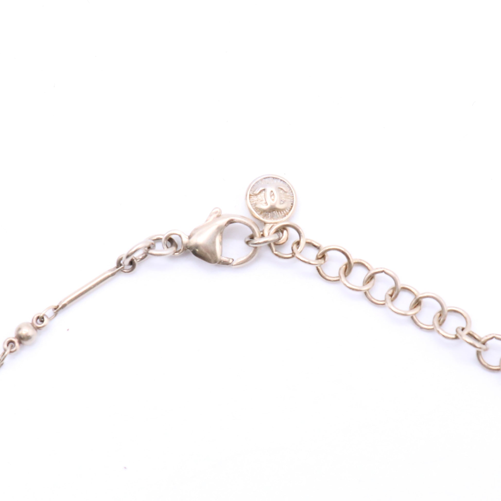 Pearl Crystal Bead CC Long Necklace Black Silver twins
