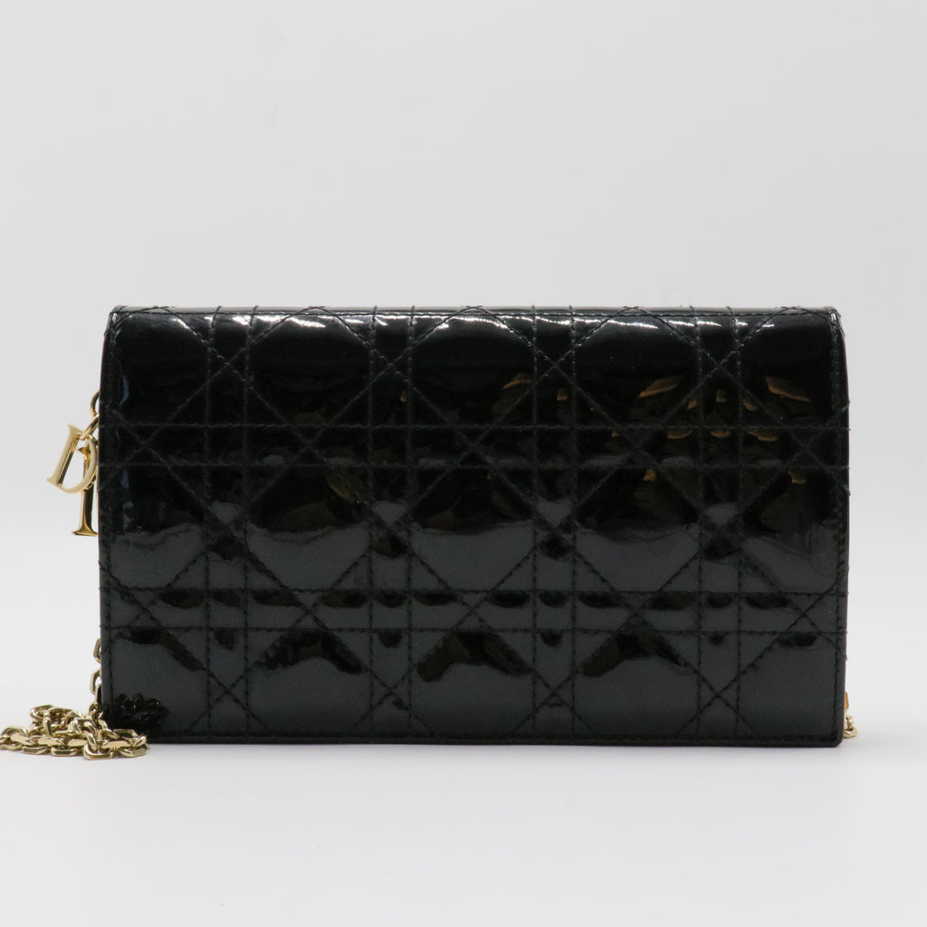 Lady Dior Clutch on Chain Cannage Quilt Patent