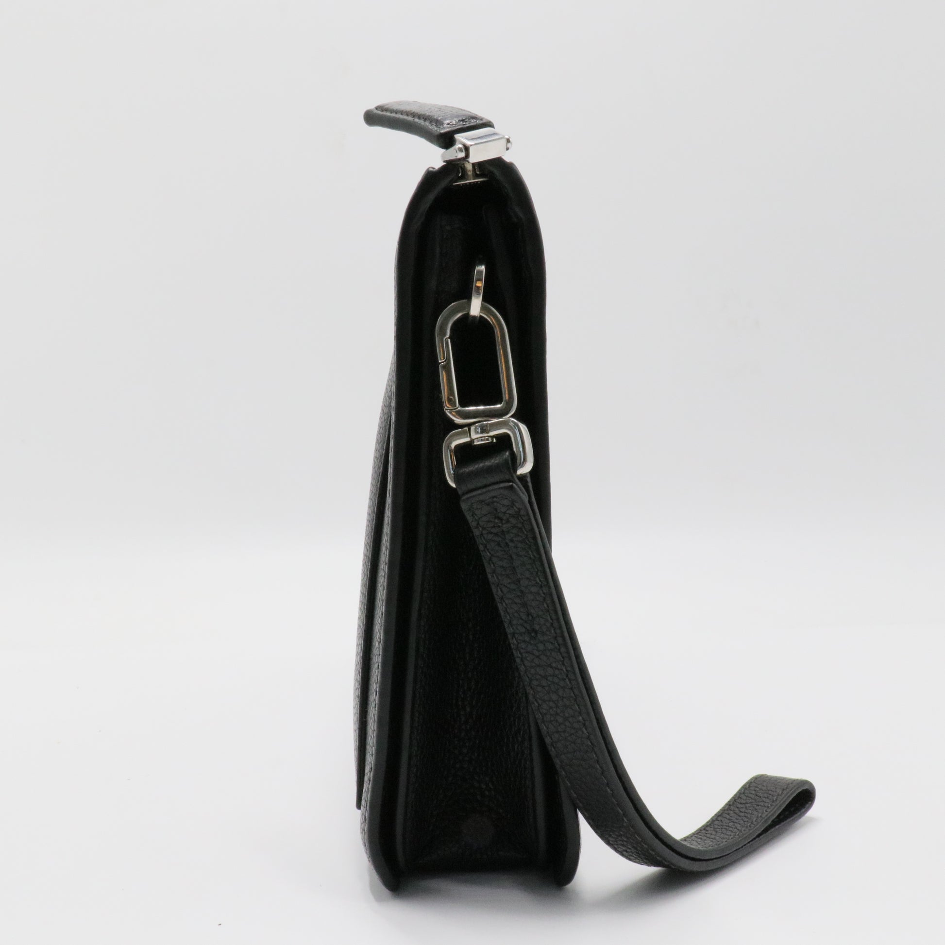 Saffiano enamel triangle logo zipped clutch