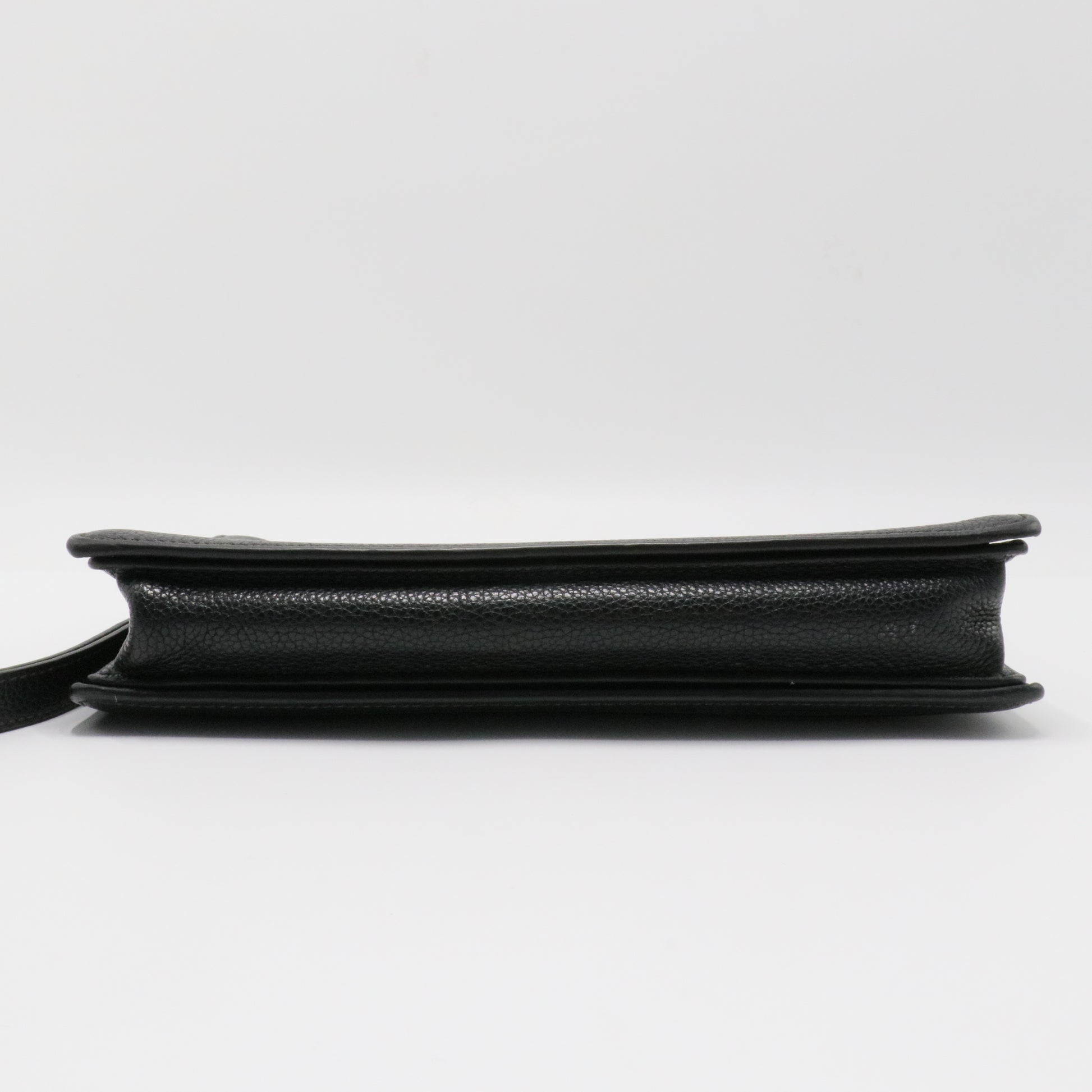 Saffiano enamel triangle logo zipped clutch