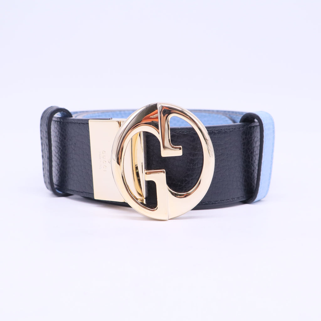 Dollar Calfskin 1973 Reversible Belt 85 34 Black Mineral Blue W20547