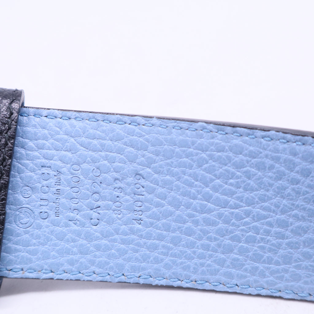 Dollar Calfskin 1973 Reversible Belt 85 34 Black Mineral Blue W20547