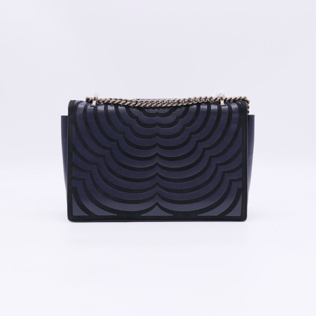 Salvatore Ferragamo Vara Bow Scallop Laser-Cut Chain Flap Bag B23149