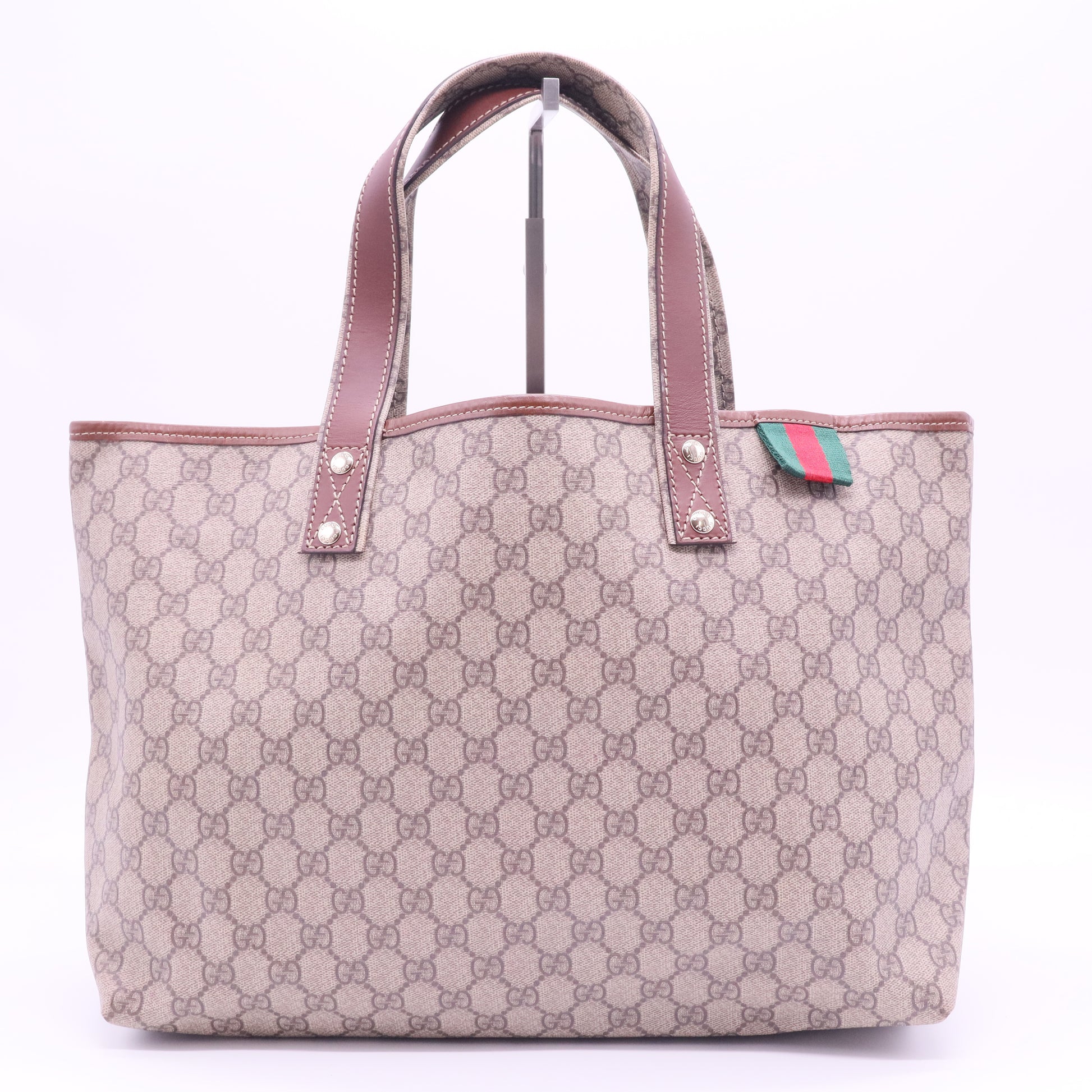 Beige Coated Canvas Web Loop Tote