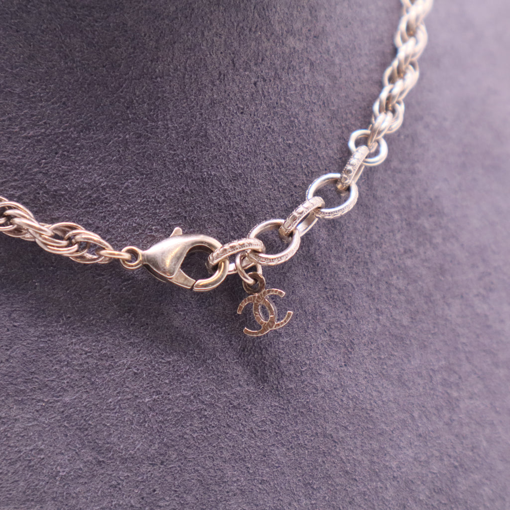 Chanel Gold-Tone Round CC Faux Pearl Pendant Necklace twins