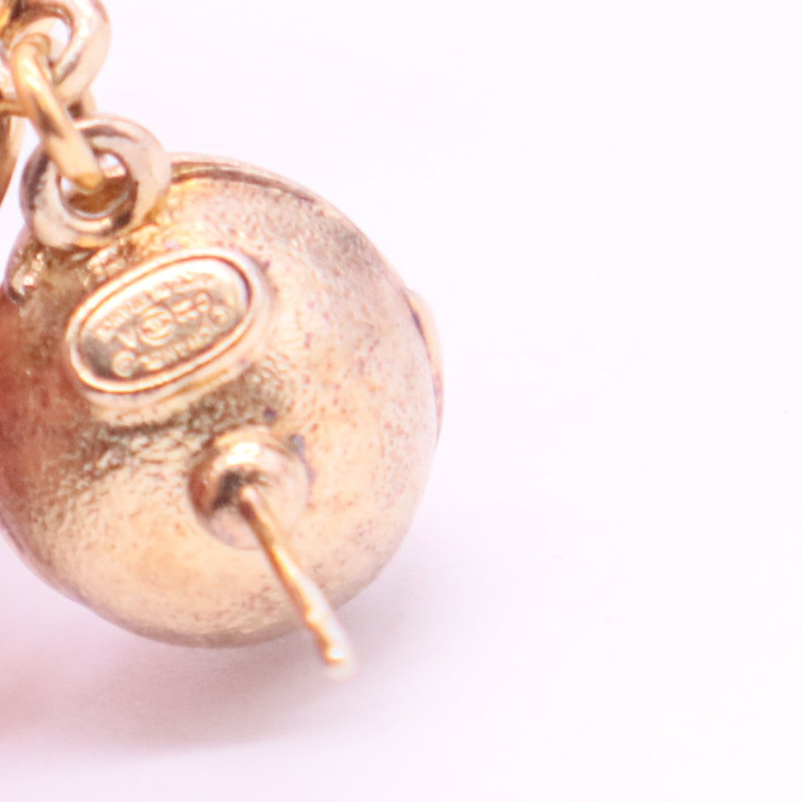 Chanel Gold-Tone Pink Enamel Crystal CC Drop Earrings twins