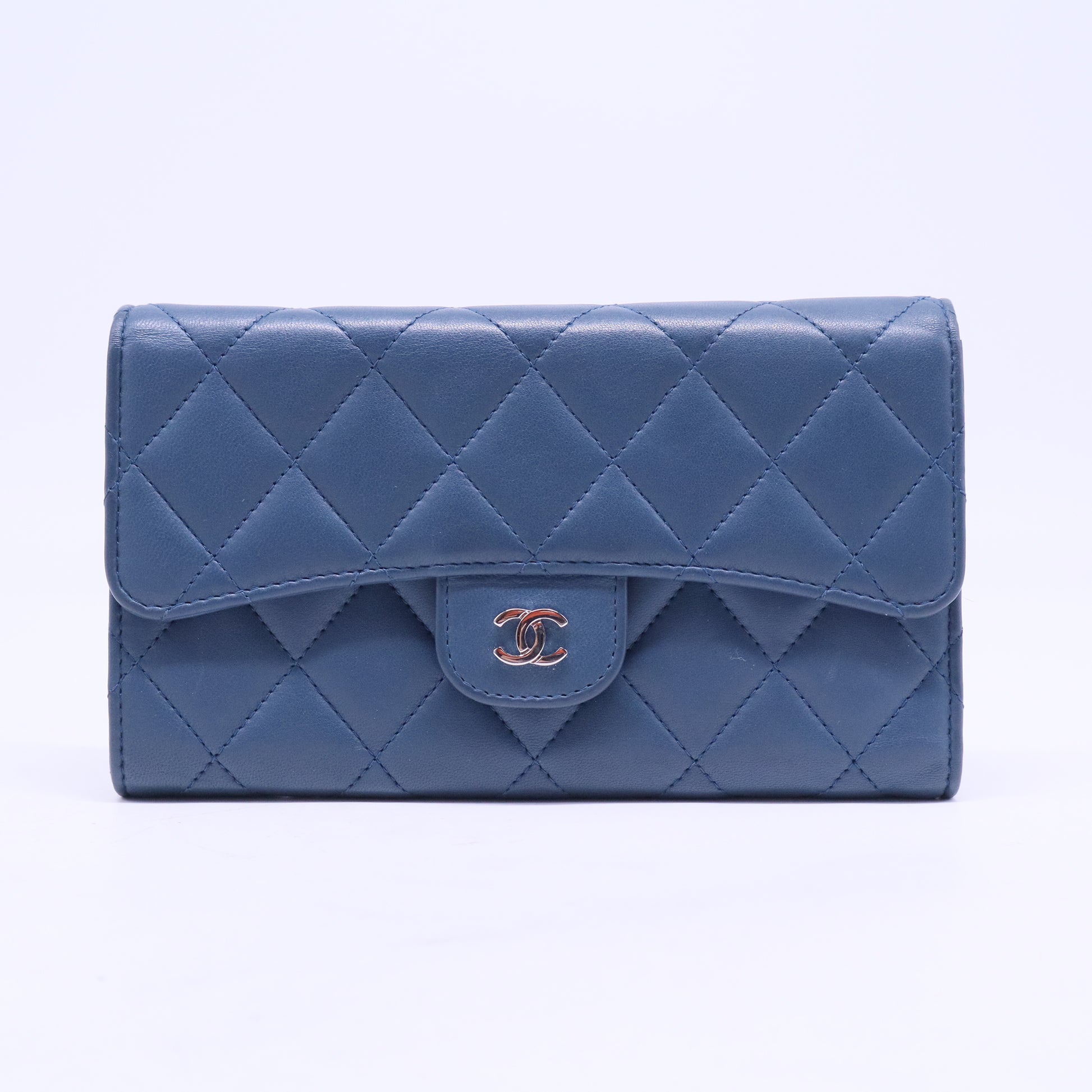 Chanel Caviar Quilted Travel Wallet Blue W20651