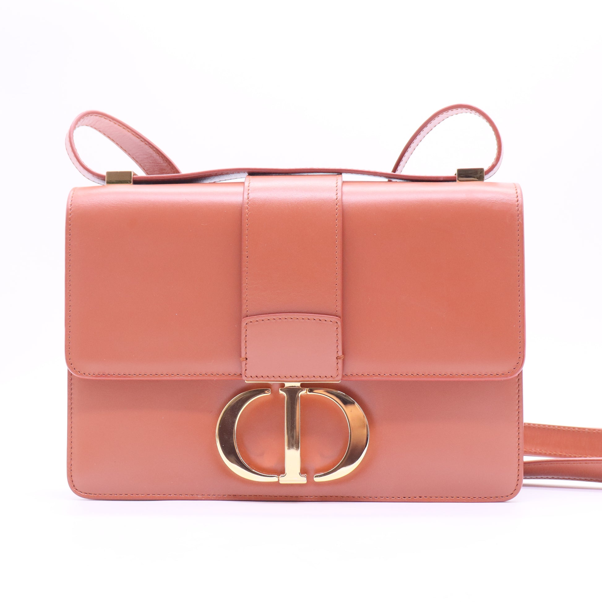 30 Montaigne Box Bag Pink Smooth Calfskin Gold Hardware