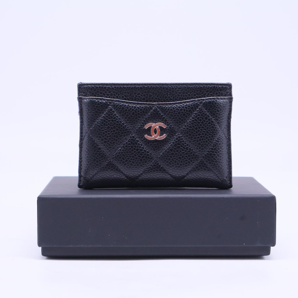Black Caviar Quilted Classic Card Holder W20779