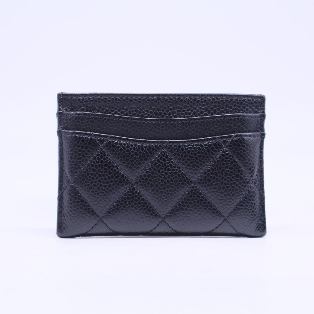 Caviar Quilted Card Holder Black W20779