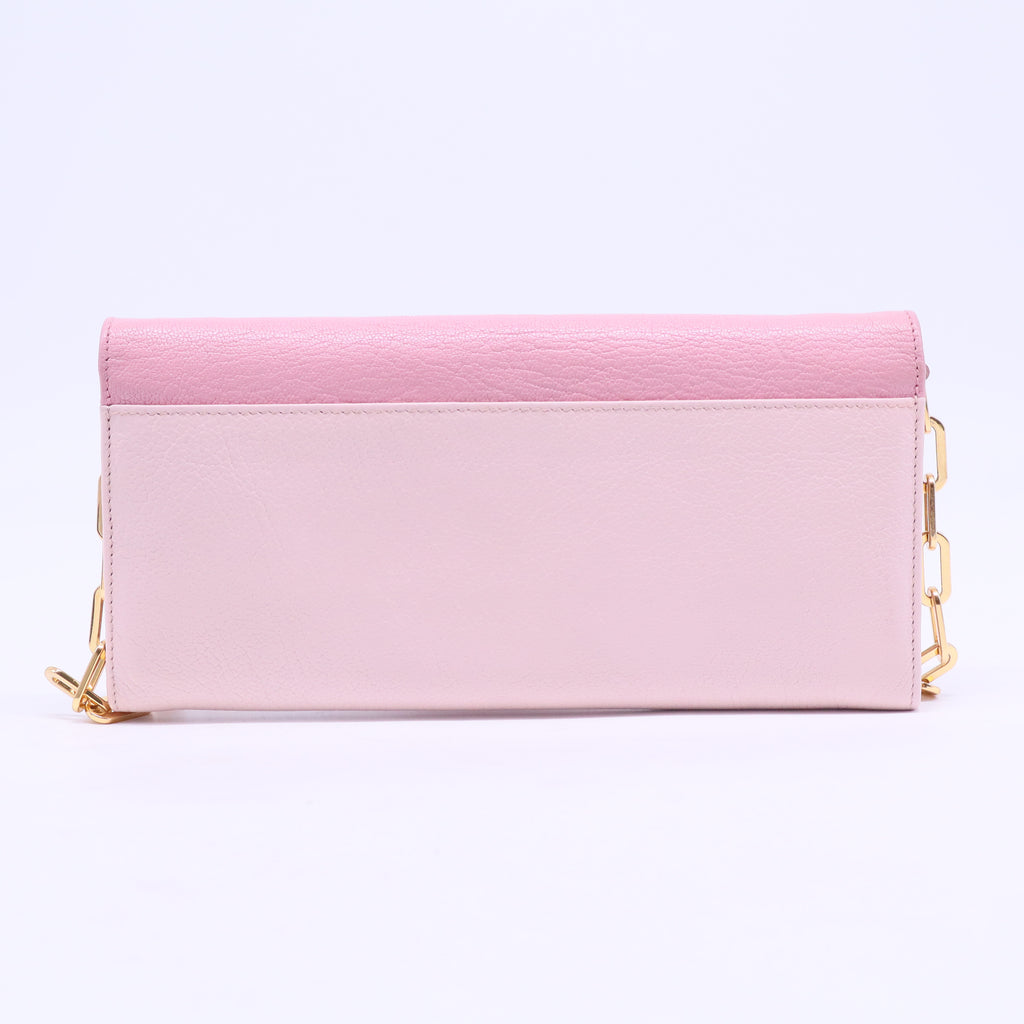 Madras Leather Chain Shoulder Wallet Bag Pink W20737