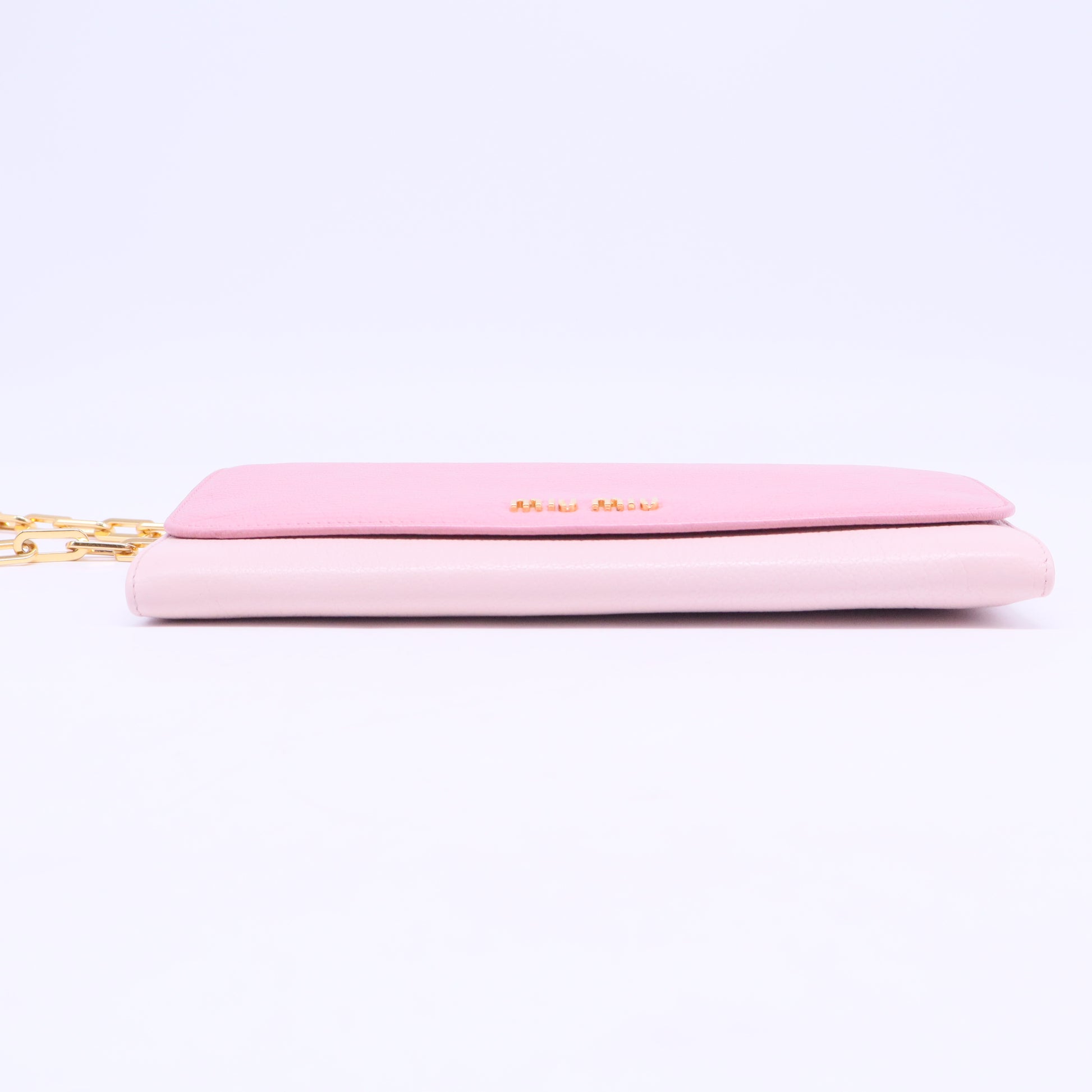 Madras Leather Chain Shoulder Wallet Bag Pink W20737