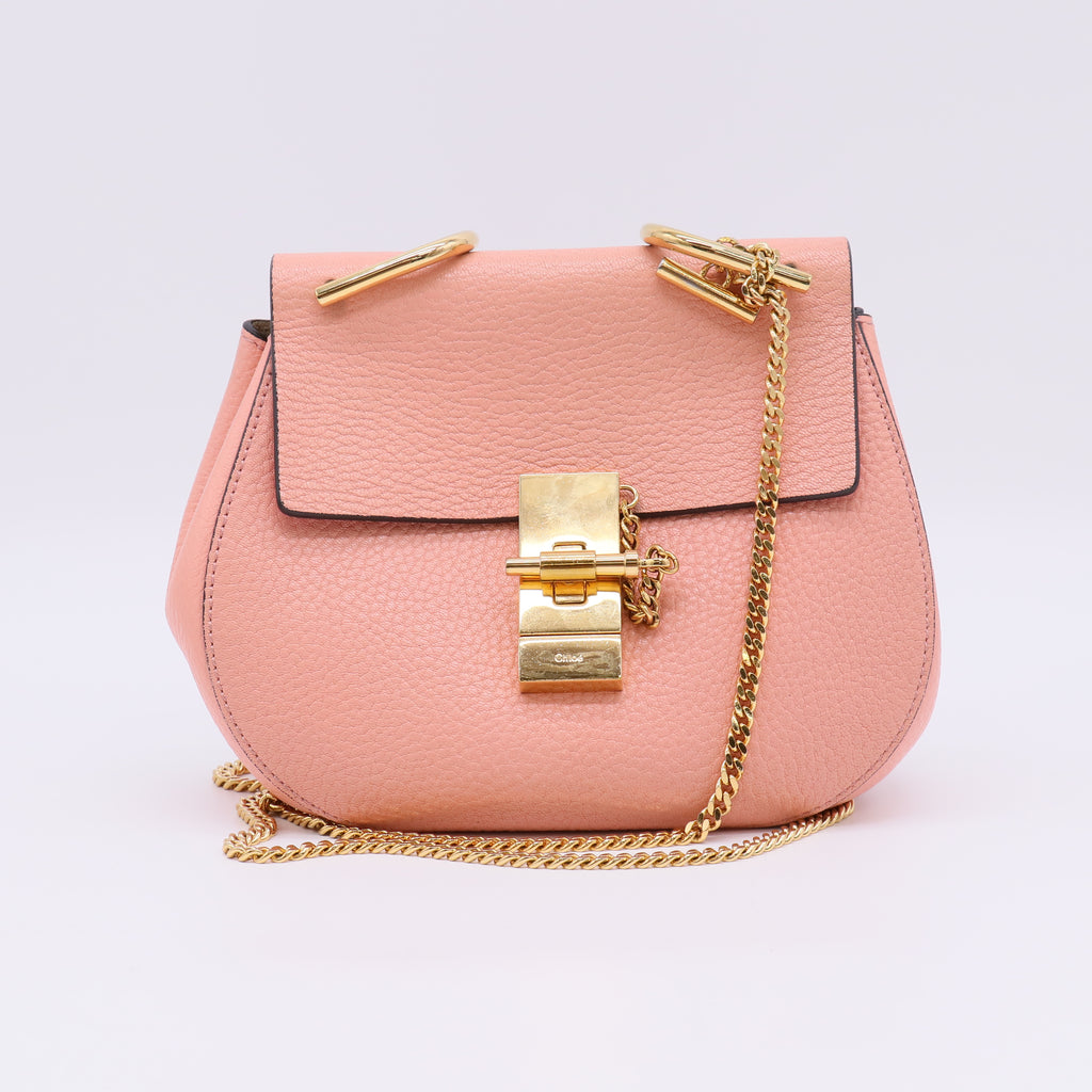 Salmon Pink Leather Medium Drew Shoulder Bag B23223