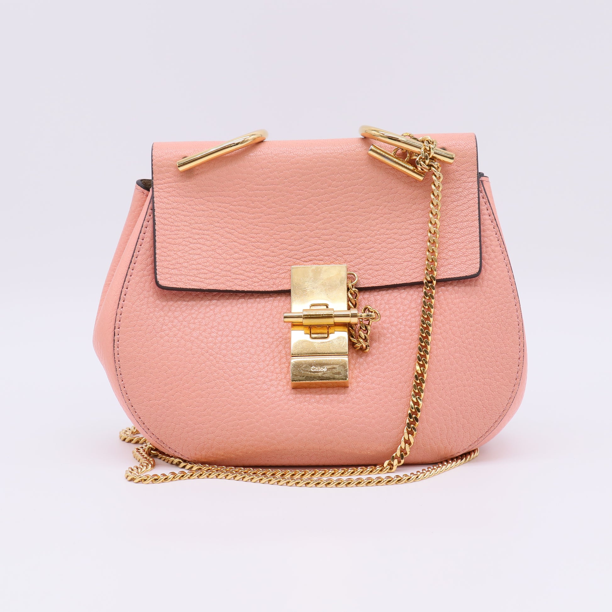 Salmon Pink Leather Medium Drew Shoulder Bag B23223