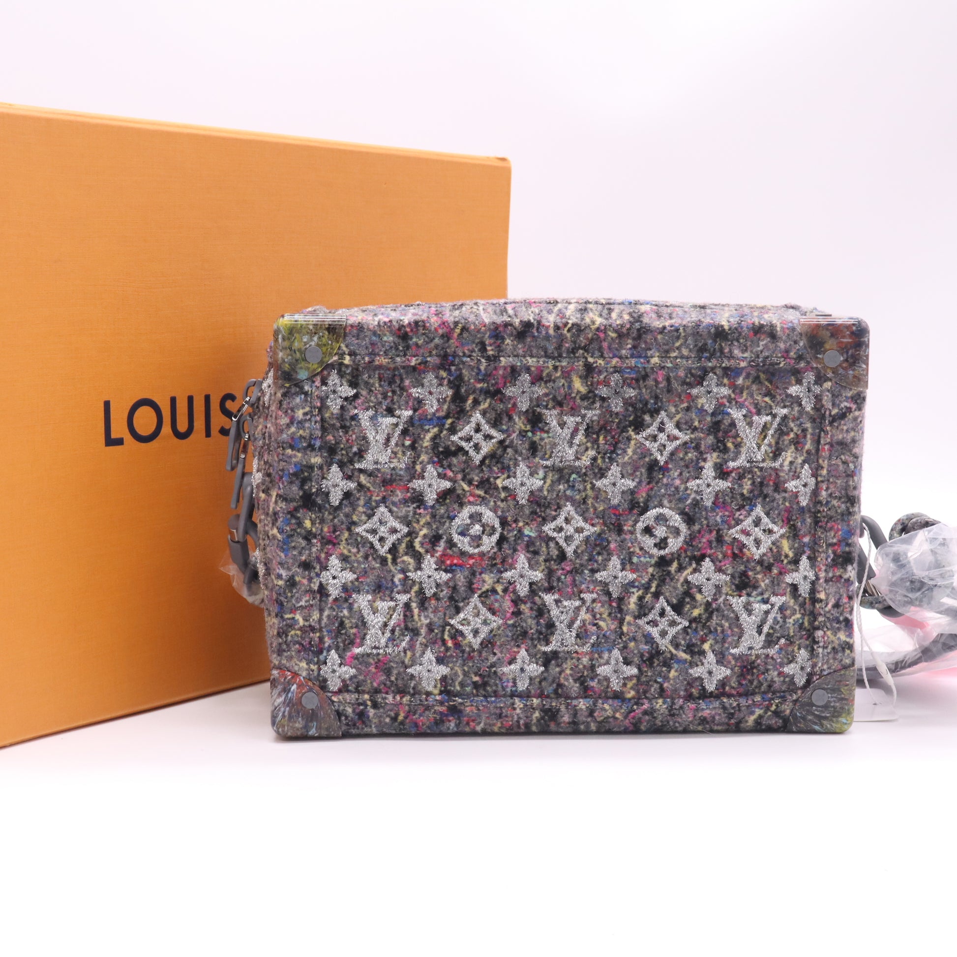 LOUIS VUITTON x Virgil Abloh Recycled Felt & Silver Lurex Monogram Soft Trunk twins LDJ4958