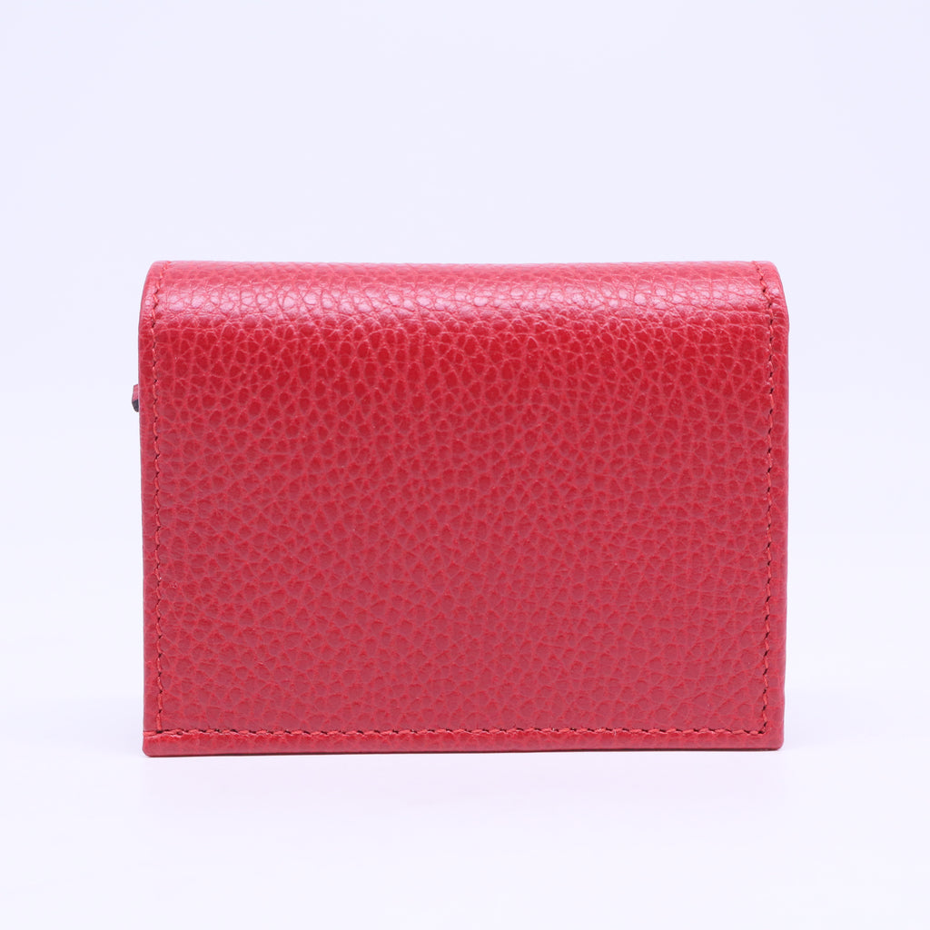 Pebbled Calfskin GG Marmont Card Case Hibiscus Red W20801