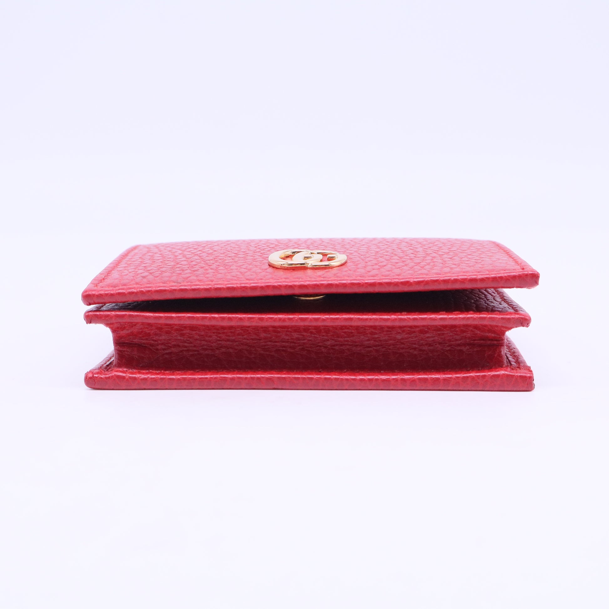 Pebbled Calfskin GG Marmont Card Case Hibiscus Red W20801