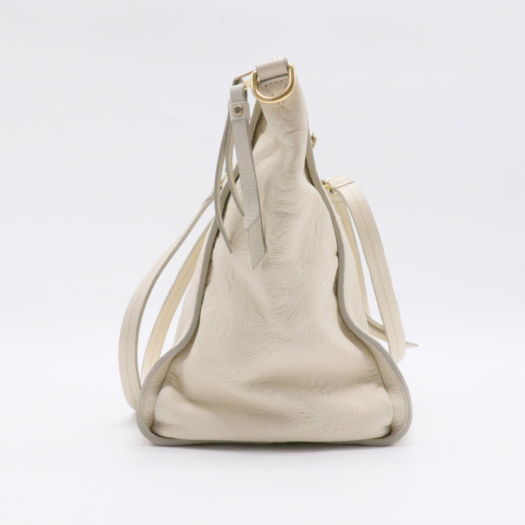 White Leather Ombre Lumineuse Shoulder Bag