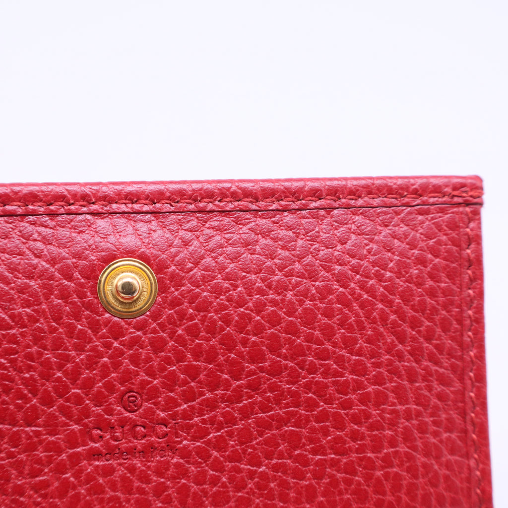 Pebbled Calfskin GG Marmont Card Case Hibiscus Red W20801