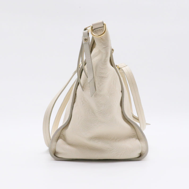 White Leather Ombre Lumineuse Shoulder Bag