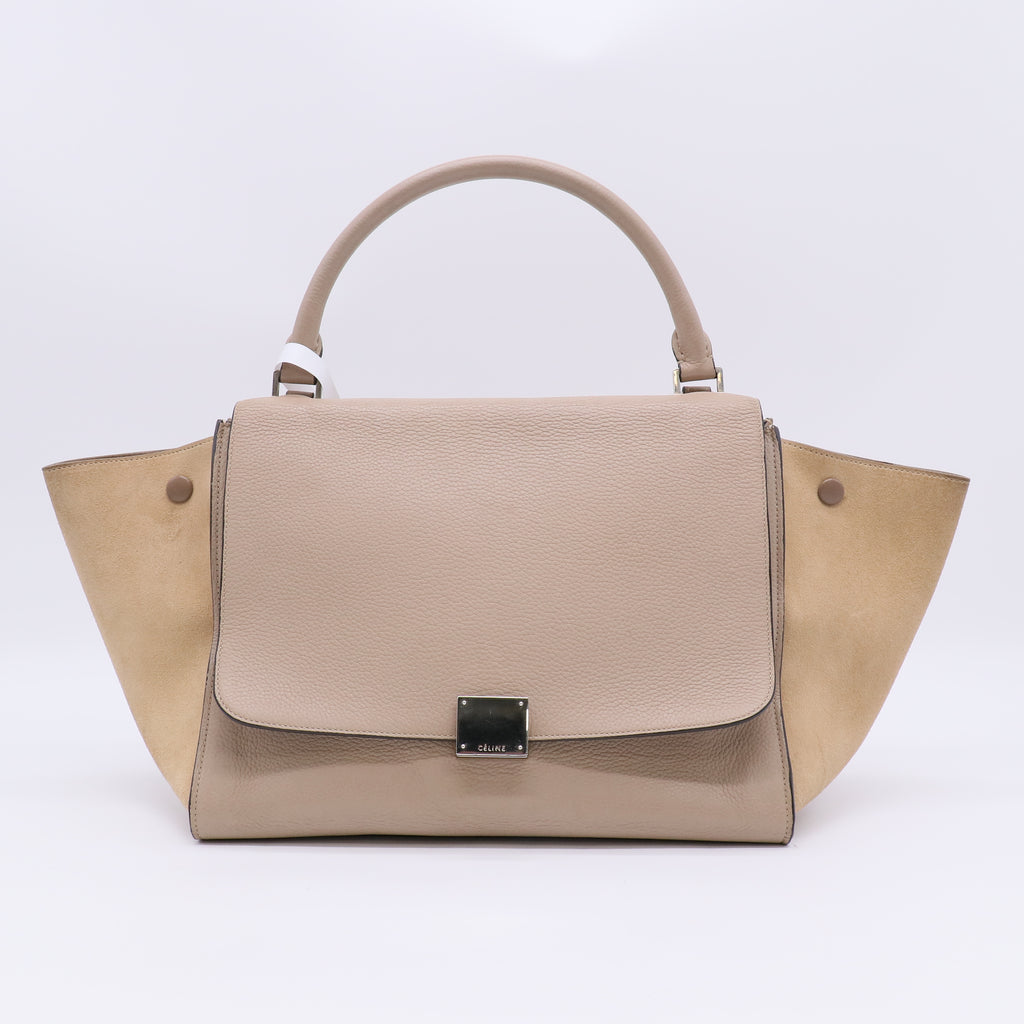 Celine Medium Trapeze Bag in Dune Drummed Calfskin and Suede B23122
