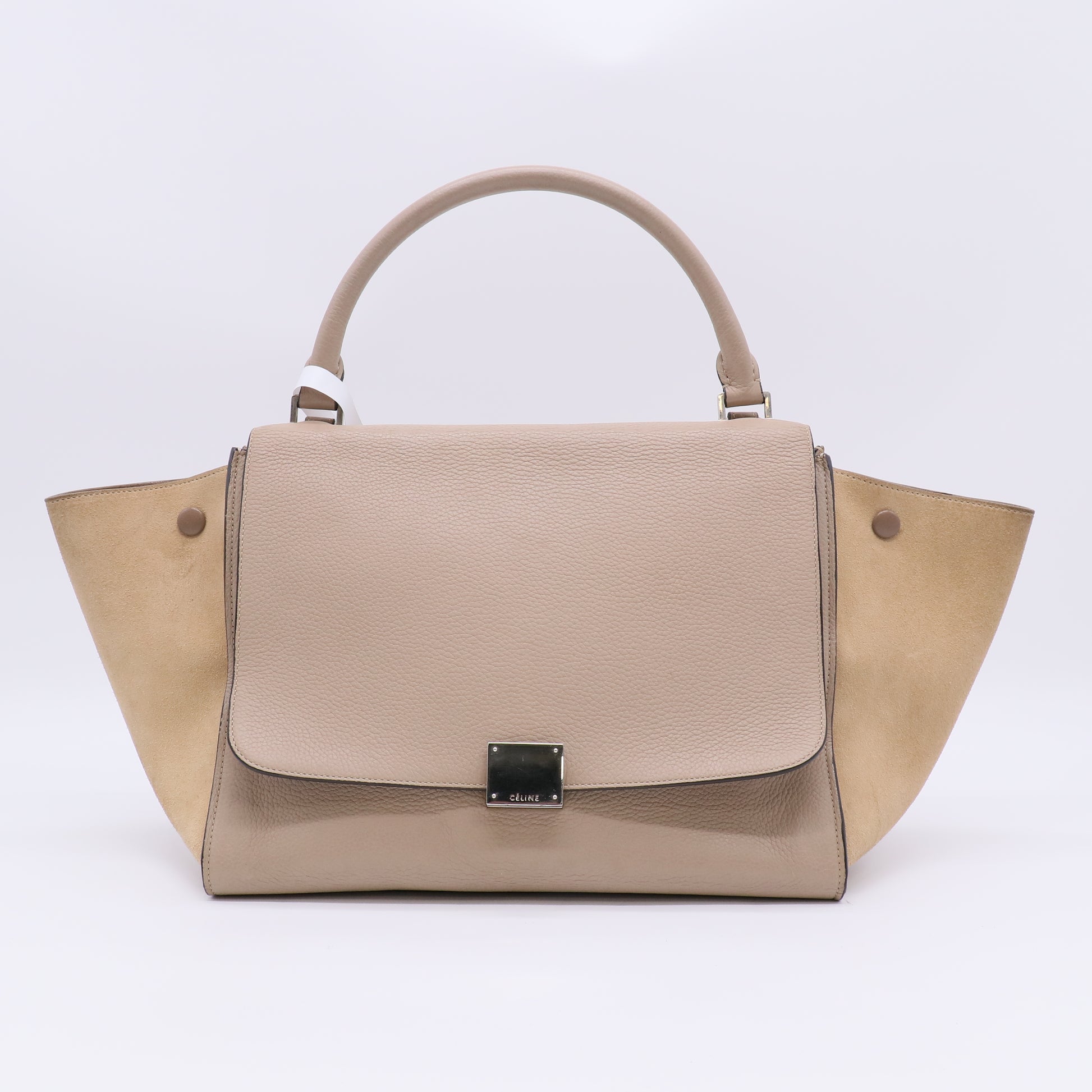 Celine Medium Trapeze Bag in Dune Drummed Calfskin and Suede B23122