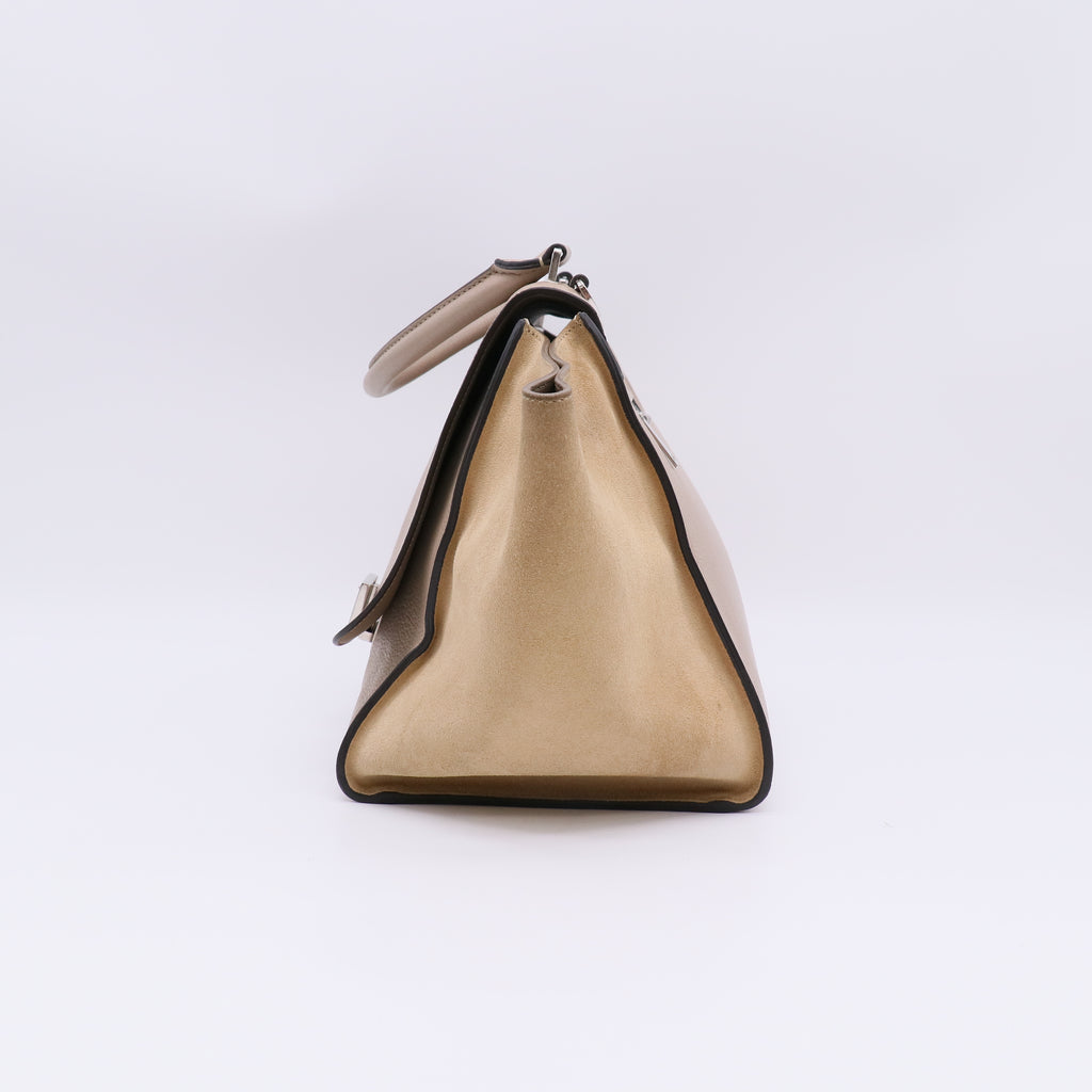 Celine Medium Trapeze Bag in Dune Drummed Calfskin and Suede B23122