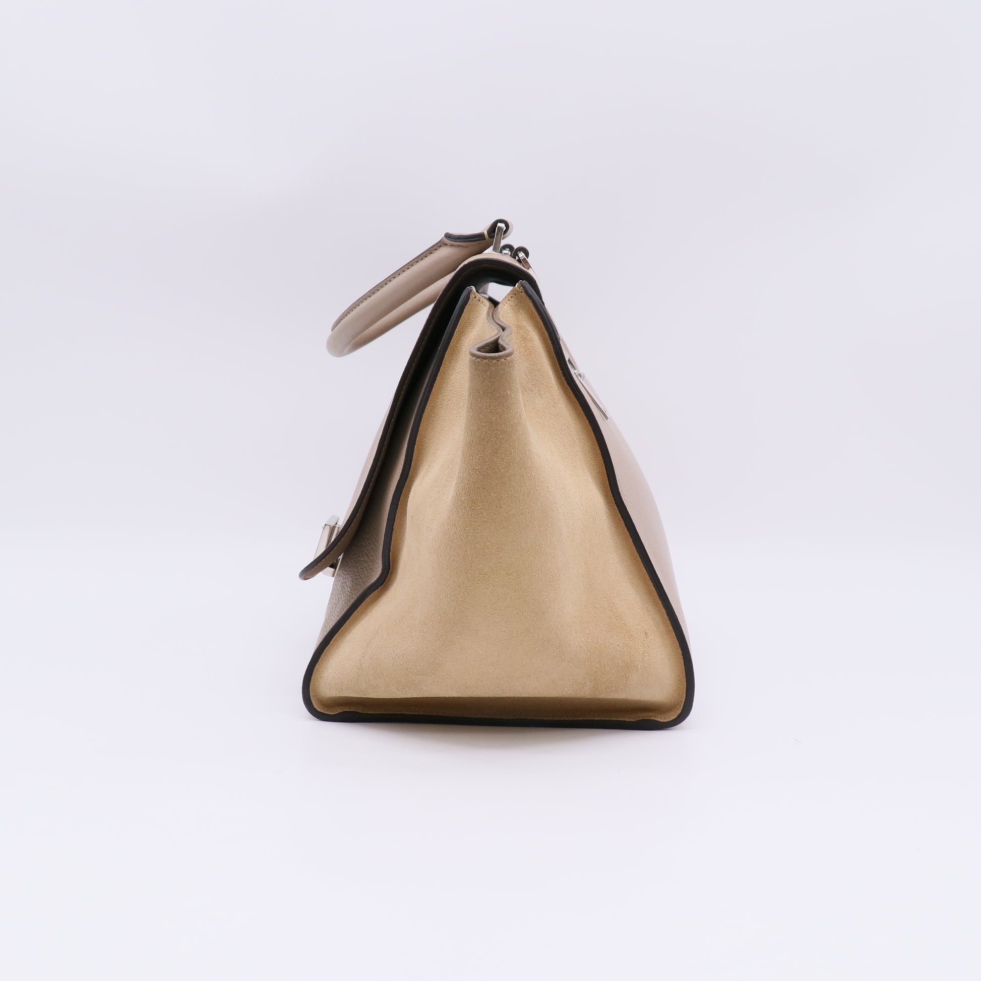 Celine Medium Trapeze Bag in Dune Drummed Calfskin and Suede B23122
