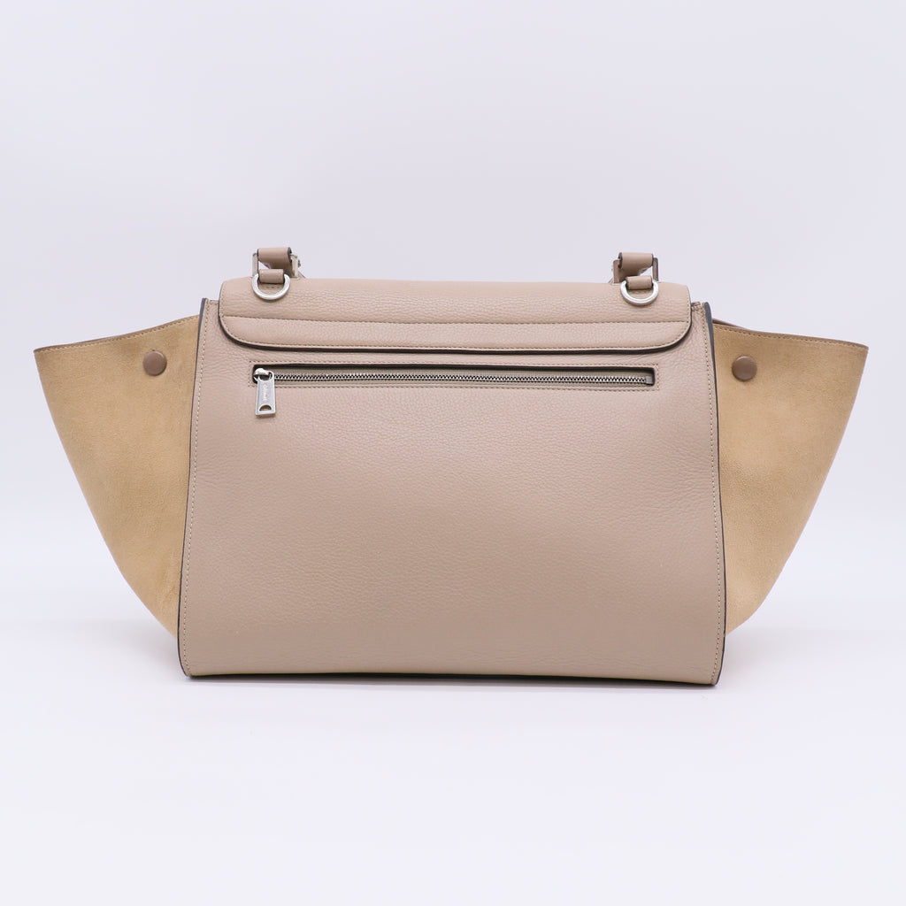 Celine Medium Trapeze Bag in Dune Drummed Calfskin and Suede B23122