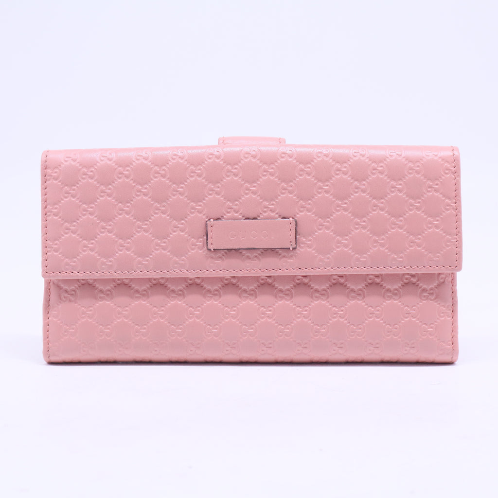 Pink Micro-Guccissima Leather Long Flap Wallet W20761