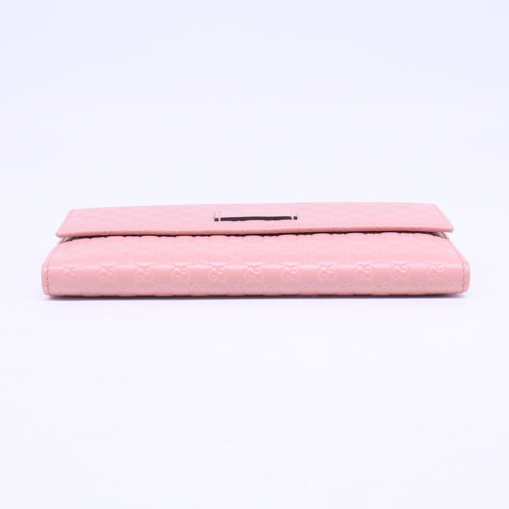 Pink Micro-Guccissima Leather Long Flap Wallet W20761