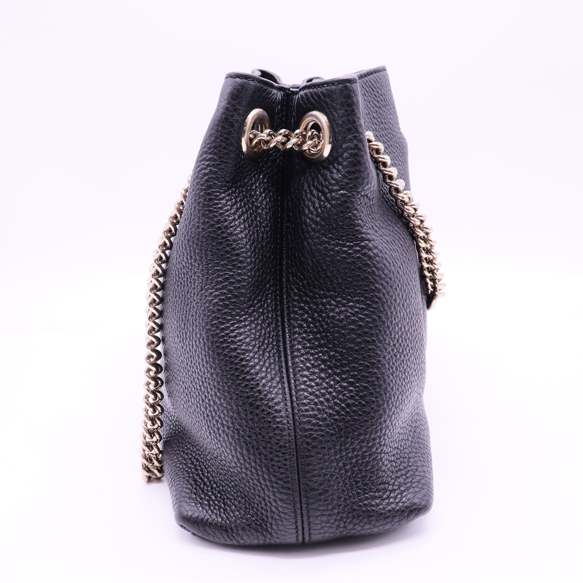 SOHO Black GG Logo Leather Chain Tote Bag Style
