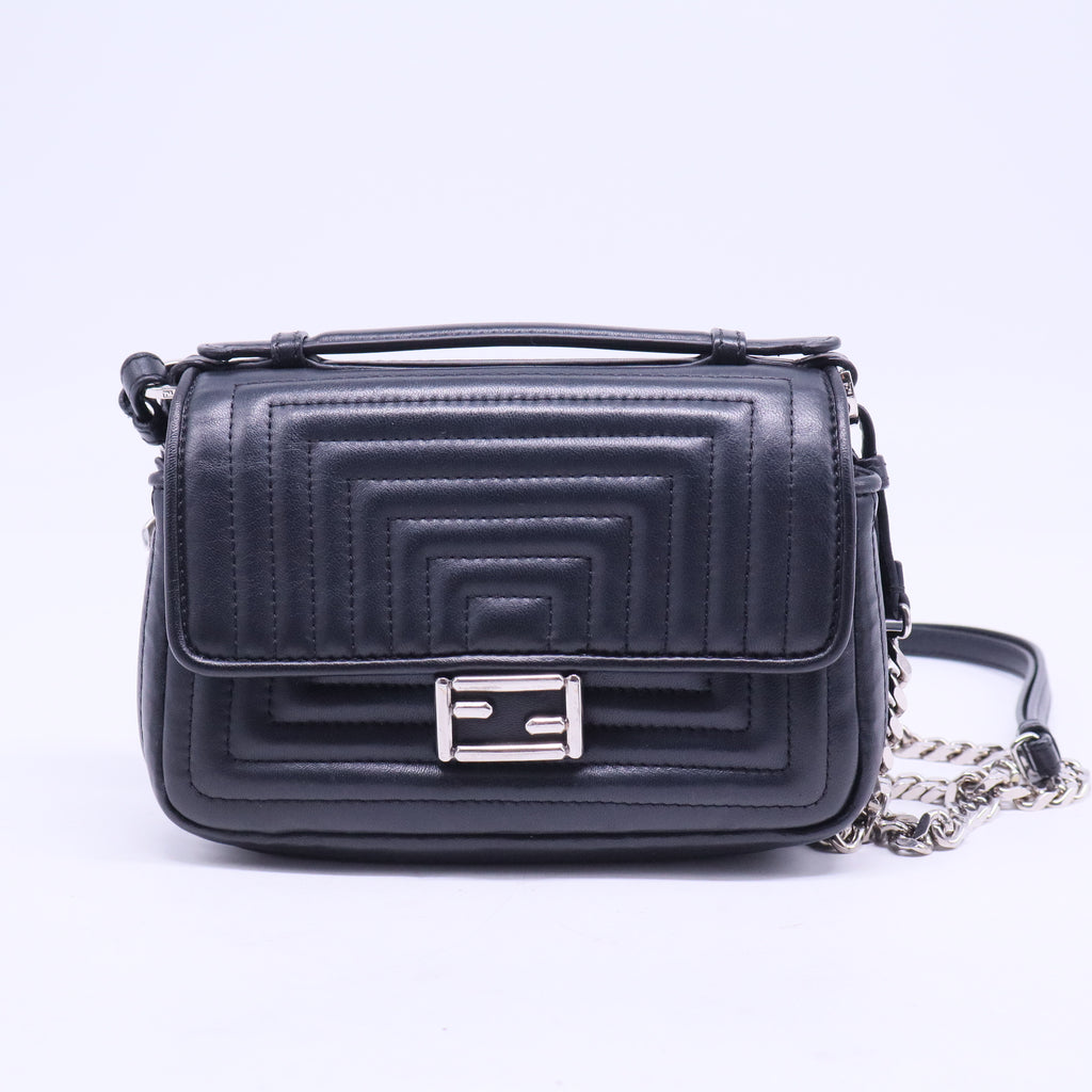 Shiny Nappa Trapuntata Micro Double Baguette Black B20965