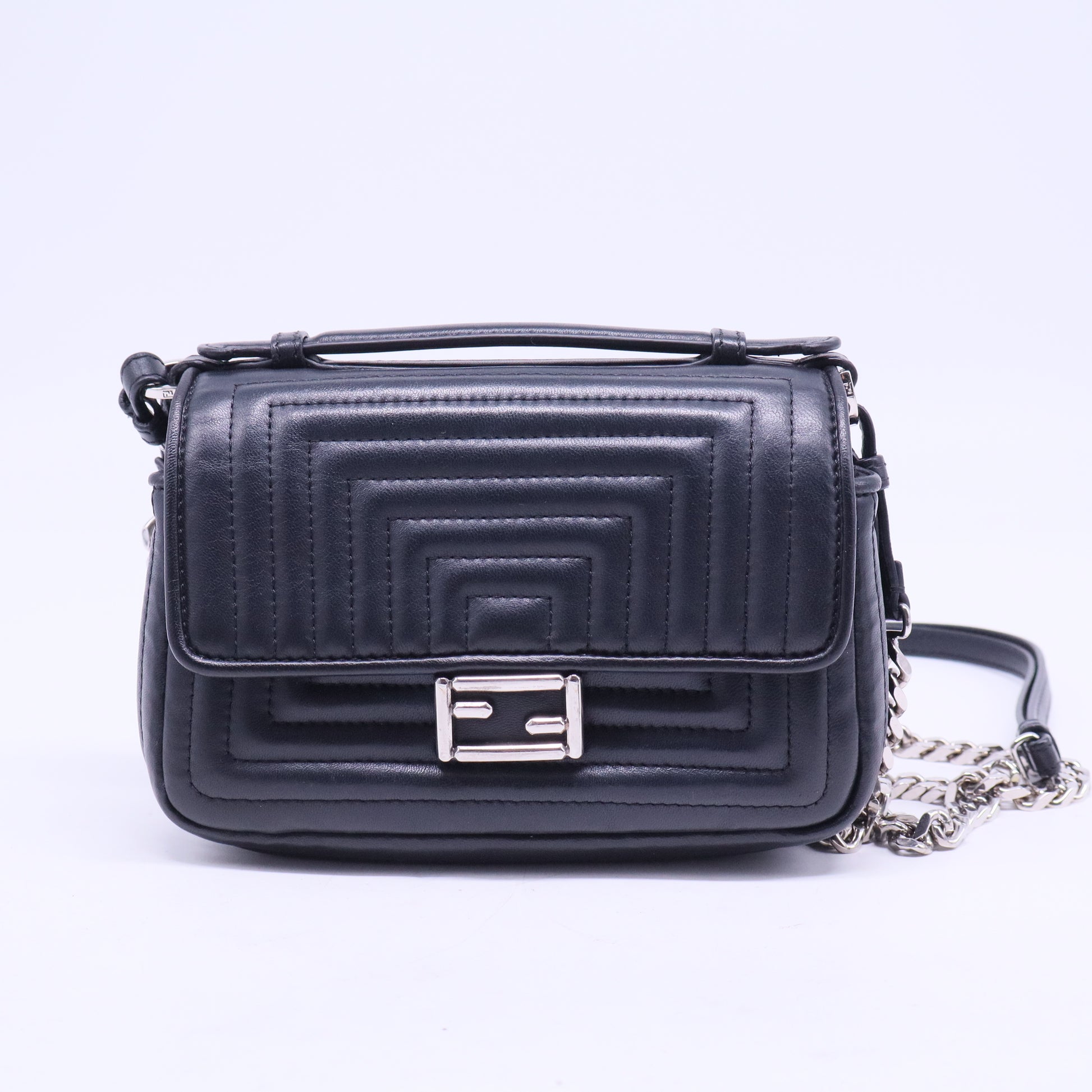 Shiny Nappa Trapuntata Micro Double Baguette Black B20965