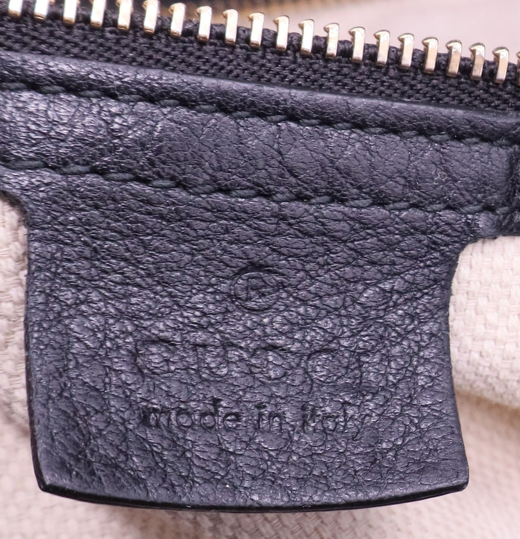 SOHO Black GG Logo Leather Chain Tote Bag Style