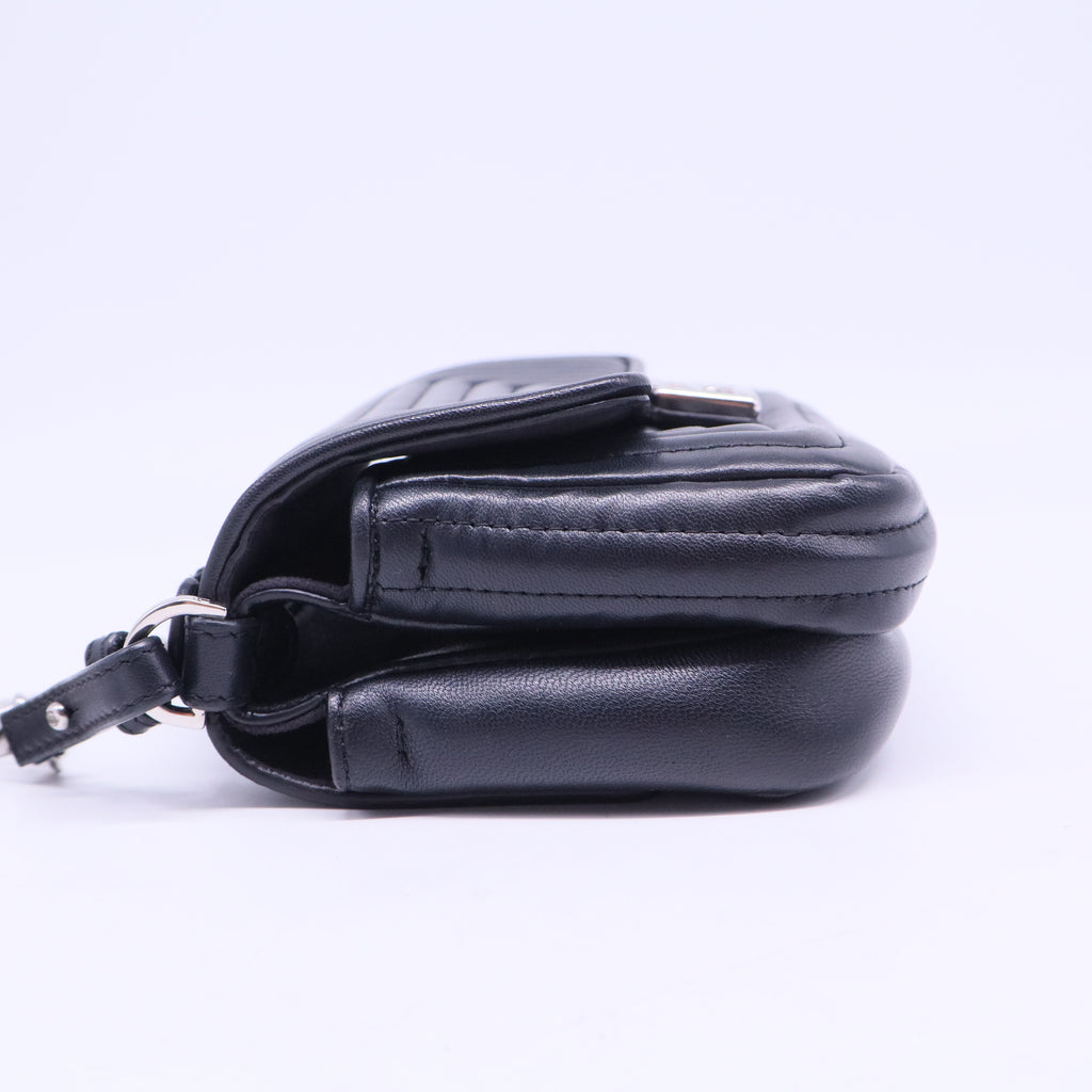 Shiny Nappa Trapuntata Micro Double Baguette Black B20965
