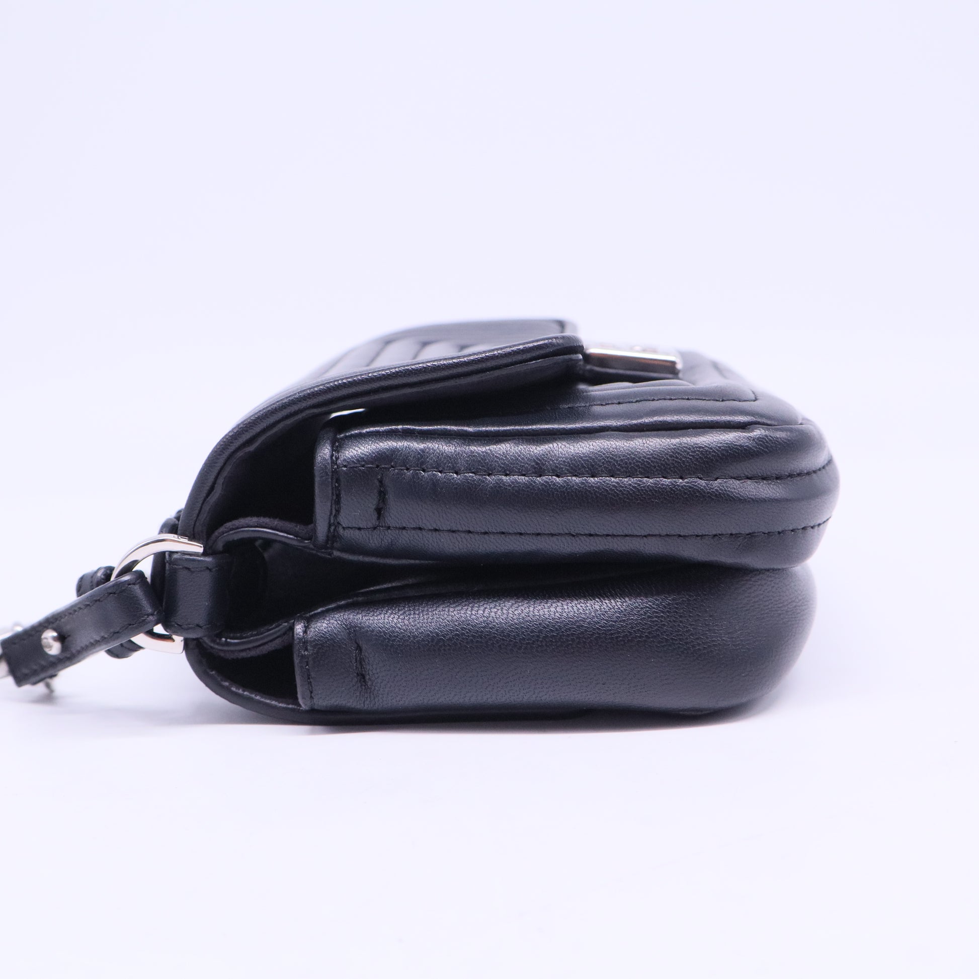 Shiny Nappa Trapuntata Micro Double Baguette Black B20965