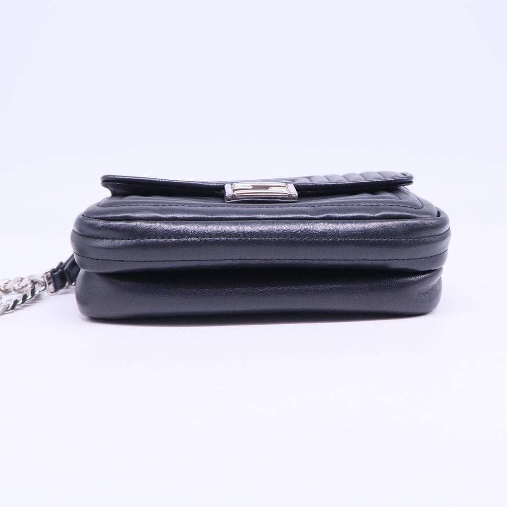 Shiny Nappa Trapuntata Micro Double Baguette Black B20965