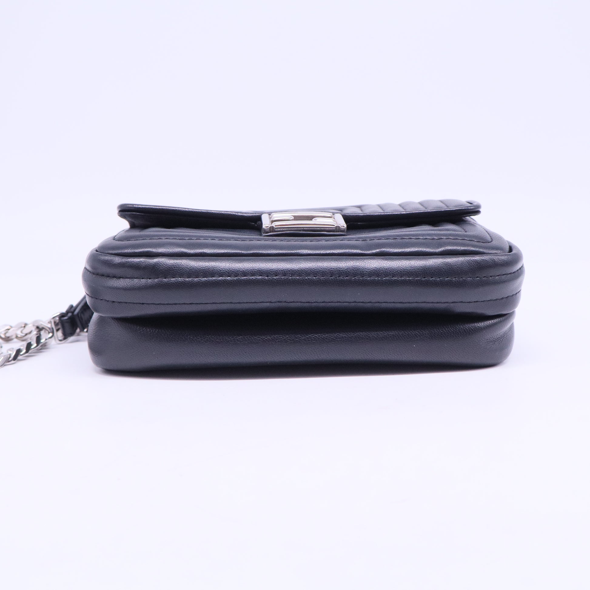 Shiny Nappa Trapuntata Micro Double Baguette Black B20965