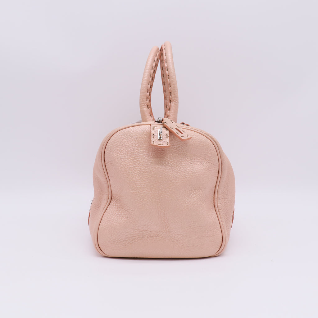 Fendi Pink Selleria Leather Boston Bag Twins B23206